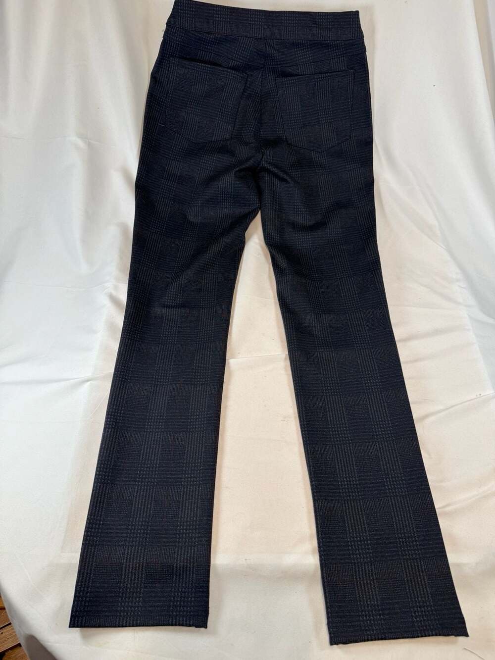 FDJ French Dressing Jeans Pull-On Slim Leg Pants Size 2 Navy Check Workwear Heri - Picture 10 of 10